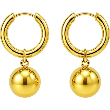 Náušnice Pozlacené kruhové náušnice s lesklou kuličkou