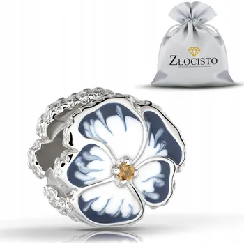 Přívěsek KORÁLEK NA NÁRAMKY CHARMS MODRÝ KVÍTEK STŘÍBRO 925