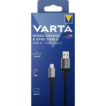 Datový kabel Kabel Varta USB - USB typ C 2 m černý