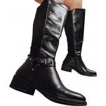 Dámské kožené zateplené kozačky černé ZY1229 - 39