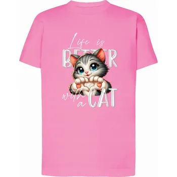 Dívčí tričko s kočkou a tlapkami ve tvaru srdce růžové Tup Tup, vel. 98/104