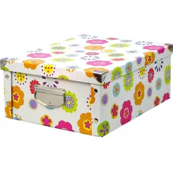 Úložný box Krabice s víkem na oblečení, bílý, růžový