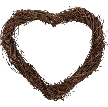 Přírodní hnědé proutěné srdce Woodly S - 30*3*30 cm