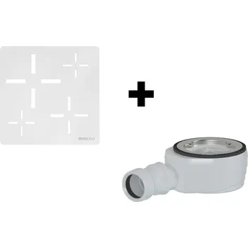 Sprchová vanička GELCO SET - Čtvercová krytka sifonu bílá KSM107W + sifon SN90