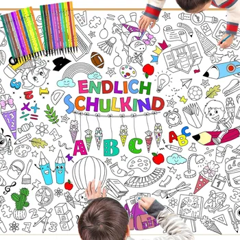 omalovánky Omalovánka ubrus papírový do školy 24 popisovače ABC 123 pro děti DIY DPKOW