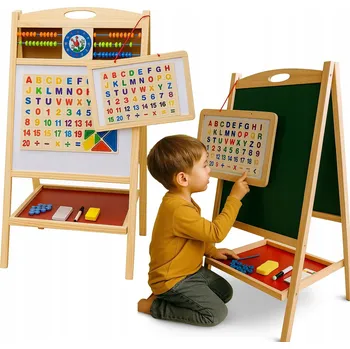 Kancelářský nábytek DŘEVĚNÁ OBOUSTRANNÁ TABULE MAGNETICKÁ KŘÍDOVÁ POČÍTADLO KŘÍDA YY-3374