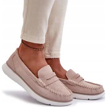 Dámské mokasíny Dámské semišové mokasíny na platformě SERGIO LEONE béžové, velikost 38