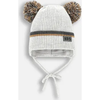 Čepice Čepice se zavazováním, šedá Čepice s Pomponem 048 Coccodrillo ZC4