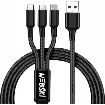 Datový kabel Kabel Webski USB - USB typ C / microUSB / Lightning 1,2 m černý