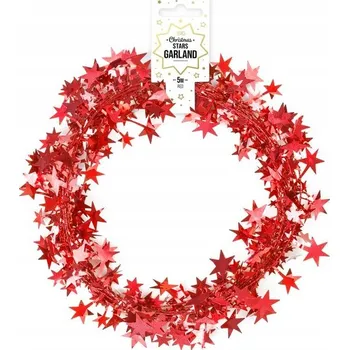 Vánoční dekorace Girlanda s hvězdičkami 5m červená