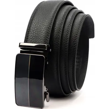 Opasek Kožený opasek s automatickou sponou černý pánský elegantní Nordee 130 cm