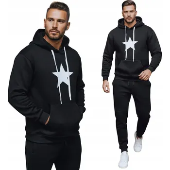 Pánská mikina Pánská mikina černá s kapucí streetwear BX5928 - L