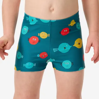 Dětská móda DECATHLON Boxerkové plavky pro nejmenší Titou Plouf 12 MĚSÍCŮ MODRÁ|ZELENÁ