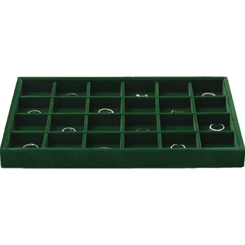 Úložný box Organizér na šperky, podnos s 24 přihrádkami, výstavní stojan, tmavě zelený