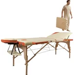 inSPORTline Masérské lehátko Japane 195x70x62-84 cm 3-dílné dřevěné bílo-oranžová