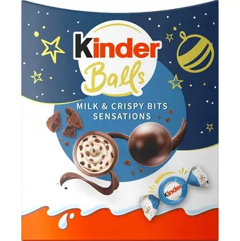 Čokoláda Kinder Mléčné čokoládové kuličky s kakaovou náplní, Mikulášské/Vánoční edice 90g DE