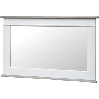 Zrcadlo Zrcadlo Rimini White - Livin Hill Bílá / Tmavě Hnědá s Bílými a Šedými Oděrky 100x57 cm