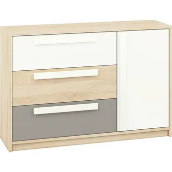 Komoda Komoda Drop - ML Meble Buk Fjord / Bílá / Šedá Platina 138x94 cm