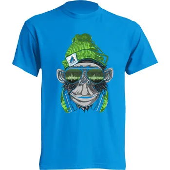 Pánské tričko levne-bavlnene-tricko-potisk-gorila-hipster Barva: Azure - azurově modrá, velikost: L