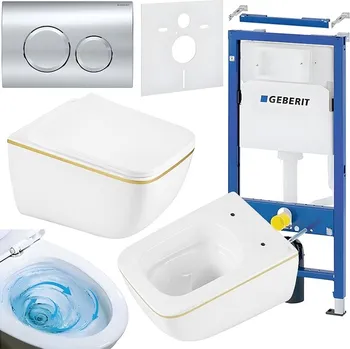 Klozet BPS-koupelny Podomítkový modul Geberit DuoFix s WC mísou YU-WH-GL-TR-03 + ovládací tlačítko Delta 20 chrom