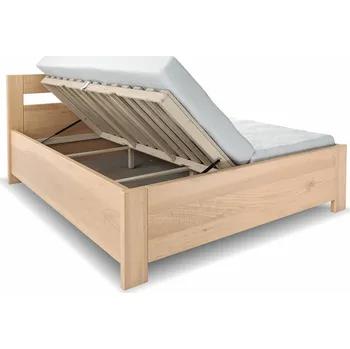 Postel Vysoká dřevěná buková postel s úložným prostorem ROMANA, rošty v ceně