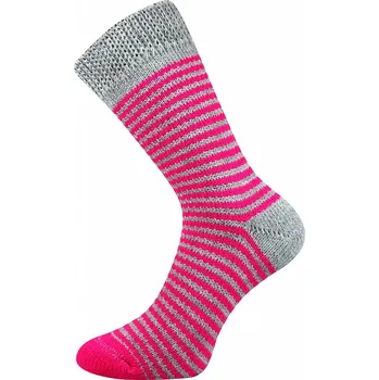 Dámské ponožky SPACÍ FUN ponožky extra teplé Boma - PROUŽEK 35-38 šedá / růžová