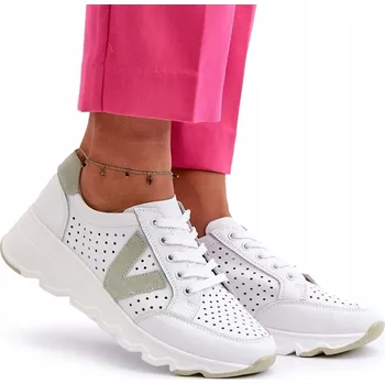 Dámské tenisky DÁMSKÉ SPORTOVNÍ BOTY KOŽENÉ LEHKÉ VINCEZA BÍLÉ 41