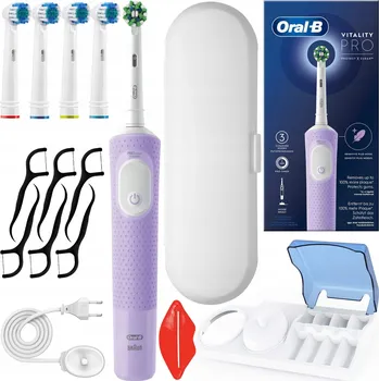 Elektrický zubní kartáček Elektrický Zubní Kartáček Oral-B Vitality D103 Fialový Extra Hlavice Příslušenství