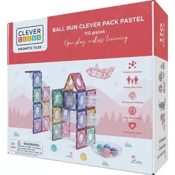 ostatní stavebnice Cleverclixx Kuličkodráha Ball Run Clever Pack Pastel 110 dílů