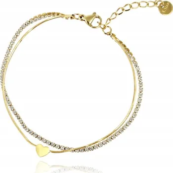 Náramek Náramek na ruku Ocel pozlacený 14k zlatem - Srdce