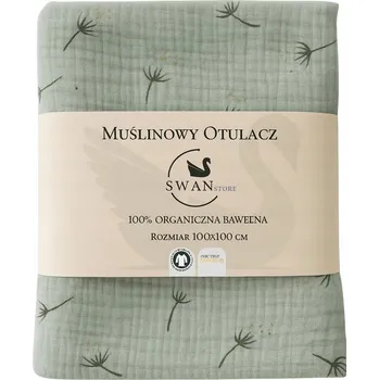 Zavinovačka SWANSTORE Mušelínová deka zavinovačka s motivem pampelišek, mátová, 100x100 cm