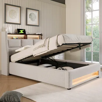 Postel Jednolůžková dřevěná postel Arhatreya 90x200, béžové odstíny