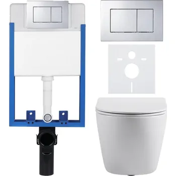 WC sada CERANO Podomítkový WC set Cesso bílá lesklá WC tlačítko Classic, chrom k zazdění