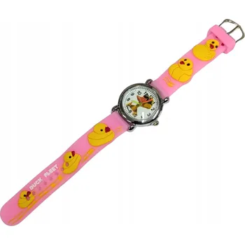 Hodinky 3D DĚTSKÉ NÁRAMKOVÉ HODINKY S GUMOVÝM ŘEMÍNKEM, DÁREK RŮŽOVÉ - 3D Kachničky