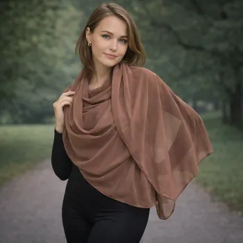 Šátek Dámský šátek 90 x 175 cm Light 23-2 jemně hnědá