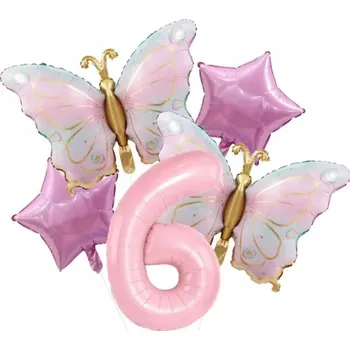 Balónek BALÓNKY Sada balónků MOTÝL hvězda ČÍSLICE 6 dekorace narozeniny HEL 5ks