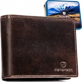 Peněženka Portfel męski skórzany Peterson je elegantní jako dárek RFID z hnědé kůže