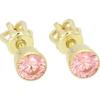 Módní doplněk Goldstore Zlaté náušnice pecky růžové zirkony Váha: 1.12 g