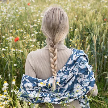 Autorská látka ZAHRADA, viskóza EcoVero, modrá, 1.45m, sartor.cz