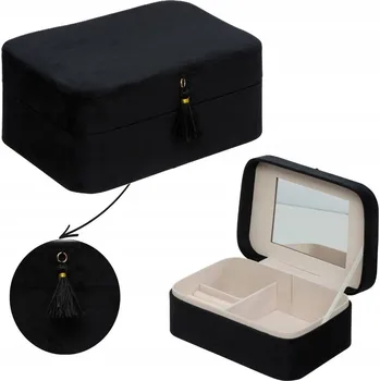 Šperkovnice ČERNÁ ŠPERKOVNICE NA BIŽUTERII 1 9 CM KRABIČKA NA DÁREK STOLEK, DÁRKOVÁ