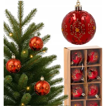 Vánoční dekorace Vánoční Baňky Červené prl Vánoční Koule Ozdoba na vánoční stromeček 6 cm 8 ks