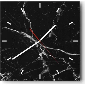 Hodiny Velké nástěnné hodiny 40x40 Mramorové skleněné hodiny Čtvercové Tiché