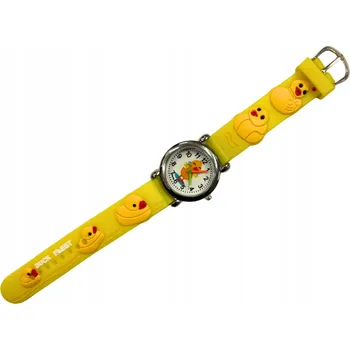 Hodinky DĚTSKÉ NÁRAMKOVÉ HODINKY S 3D GUMOVÝM ŘEMÍNKEM, DÁREK ŽLUTÉ - KÁČATKA