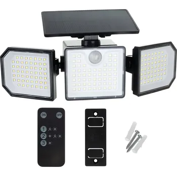 Venkovní osvětlení Izoxis 24633 Solární 167 LED osvětlení s PIR čidlem pohybu a soumraku, IP65, 500 lm, 1800 mAh