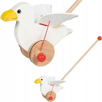 Dřevěná hračka Dřevěná racek na tyči k tlačení