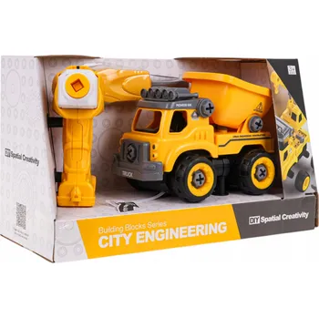 autíčko Velký ROZEBÍRATELNÝ SKLÁPĚČ autíčko nákladní auto ke šroubování + DÁLKOVÉ OVLÁDÁNÍ sestav si sám