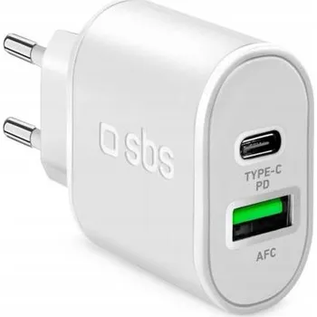 Síťová nabíječka SBS USB-C / USB 20W 3A Bílá