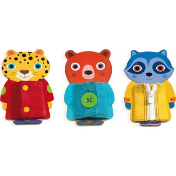 Dřevěná hračka Dřevěné manipulační hračky zvířátka Djeco 3 kusy