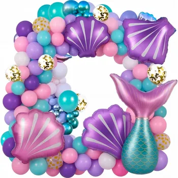 Balónek BALÓNKOVÁ GIRLANDA MOŘSKÁ PANNA SADA BALÓNKŮ OBLOUK MUŠLE NAROZENINOVÉ