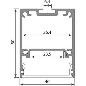 LED páska Závěsný hliníkový profil ZA 40x50mm bez difuzoru 2m